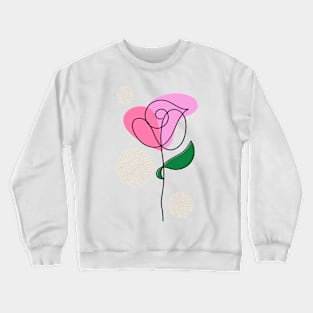 One line art pink rose Crewneck Sweatshirt